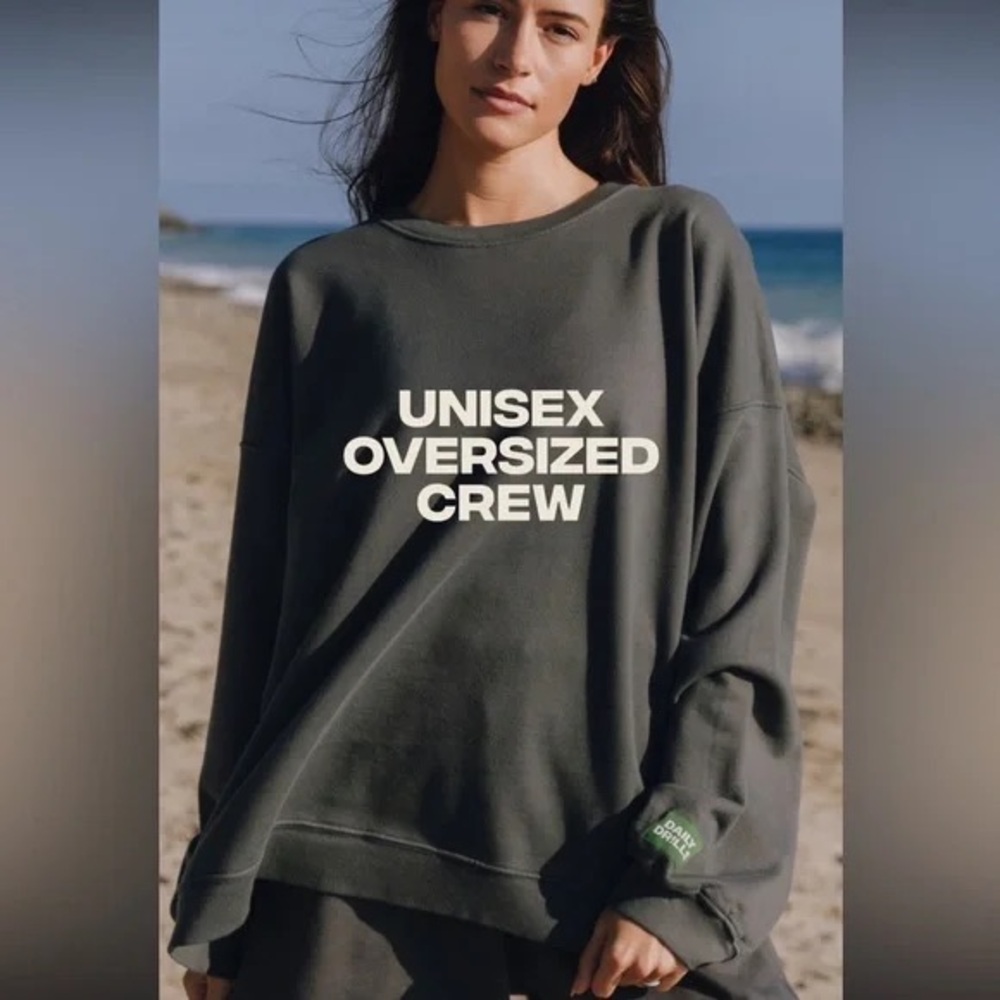 Daily Drills Unisex Oversized Crew Vintage Black XS/S
